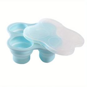 1pc Silicone Storage Folding Ice Sphere Tray Ice Cube Ice Sphere Mold Food Supplement Box With Lid Folding Fruit Snacks Storage Round Ice Sphere (Color: Nordic Blue)