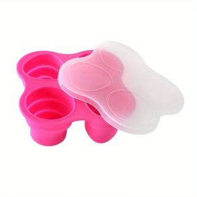 1pc Silicone Storage Folding Ice Sphere Tray Ice Cube Ice Sphere Mold Food Supplement Box With Lid Folding Fruit Snacks Storage Round Ice Sphere (Color: Rose Red)