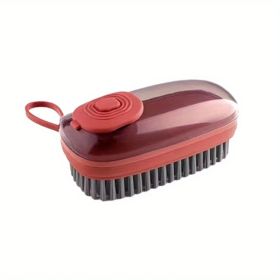 1pc; Multifunctional Hydraulic Cleaning Brush; Kitchen Washing Pot Brush; Household Cleaning Brush Three-piece Set Laundry Brush; Automatic Dosin (Color: Red)