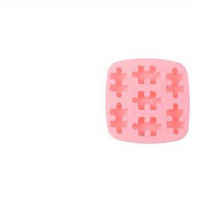 1pc; Puzzle Piece Chocolate Mold; 3D Silicone Mold; Pizzle Piece Shaped Candy Mold; Fondant Mold; Jello Mold; Ice Cube Trays; For DIY Cake Decora (Color: Pink 1pc)