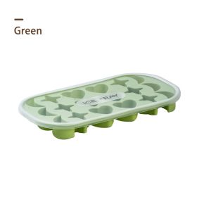 1pc 18 Holes Silicone Ice Tray With Cover; 18 Grids Flexible Ice Tray With Moon; Star And Heart-shaped Mold For DIY Handmade Ice Cube; Pink; Yell (Color: Green)