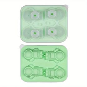 1pc Astronaut Ice Cube Mold Frozen Coffee Milk Tea Internet Celebrity Ice Mold Homemade Silicone Sorbet Ice Tray Mold (Color: 4 Astronaut Ice Trays-Green)