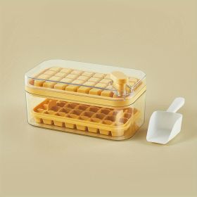 1pc Large Size 32/64 Slots Ice Mold Ice Tray Tray With Lid Ice Delivery Shovel; Creative 2-in-1 Ice Tray Mold And Storage Box One-click For Ice E (Color: Orange, Quantity: 64 Cells)