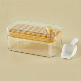 1pc Large Size 32/64 Slots Ice Mold Ice Tray Tray With Lid Ice Delivery Shovel; Creative 2-in-1 Ice Tray Mold And Storage Box One-click For Ice E (Color: Orange, Quantity: 32 Cells)