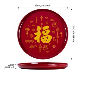 1pc New Year Fruit Tray Tribute Nuts; Home Living Room; Chinese Style National Housewarming (Color: Style1, size: 15*15*2.1cm/5.91*5.91*0.83in)