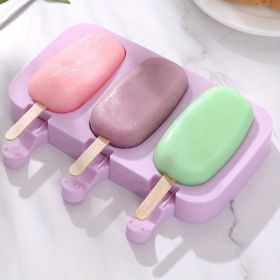 1pc Silicone Ice Cream Mold + Lid + 50pcs Ice Cream Stick Silicone Ice Cube Ice Cream Household Homemade Stick Ice Pop Mold Ice Hockey Mold Ice C (Quantity: 3 Oval Moulds+lids+50 Ice Cream Sticks)