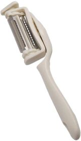 Multi-Functional Stainless Steel Rotary Peeler 3-in-1 with Plastic Handle Vegetables Fruit Peelers Straight Serrated and Julienne Peelers Kitchen (Color: Beige)